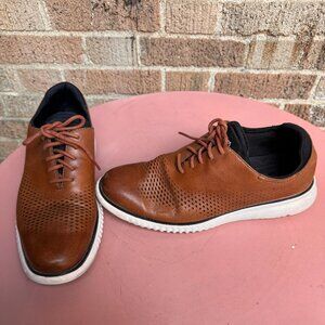 Cole Haan Mens 2.ZEROGRAND Brown Leather Oxfords